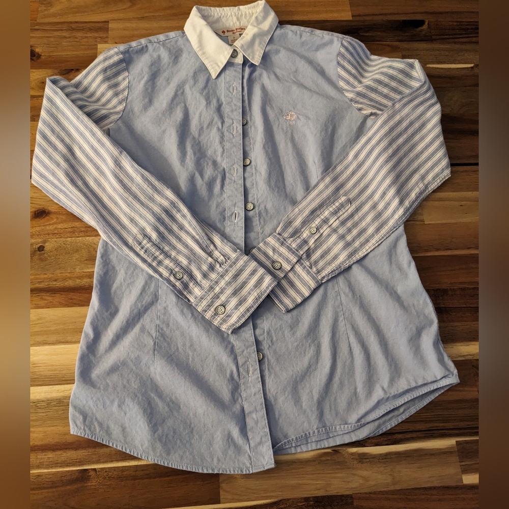 Brooks Brothers blue and white button up shirt